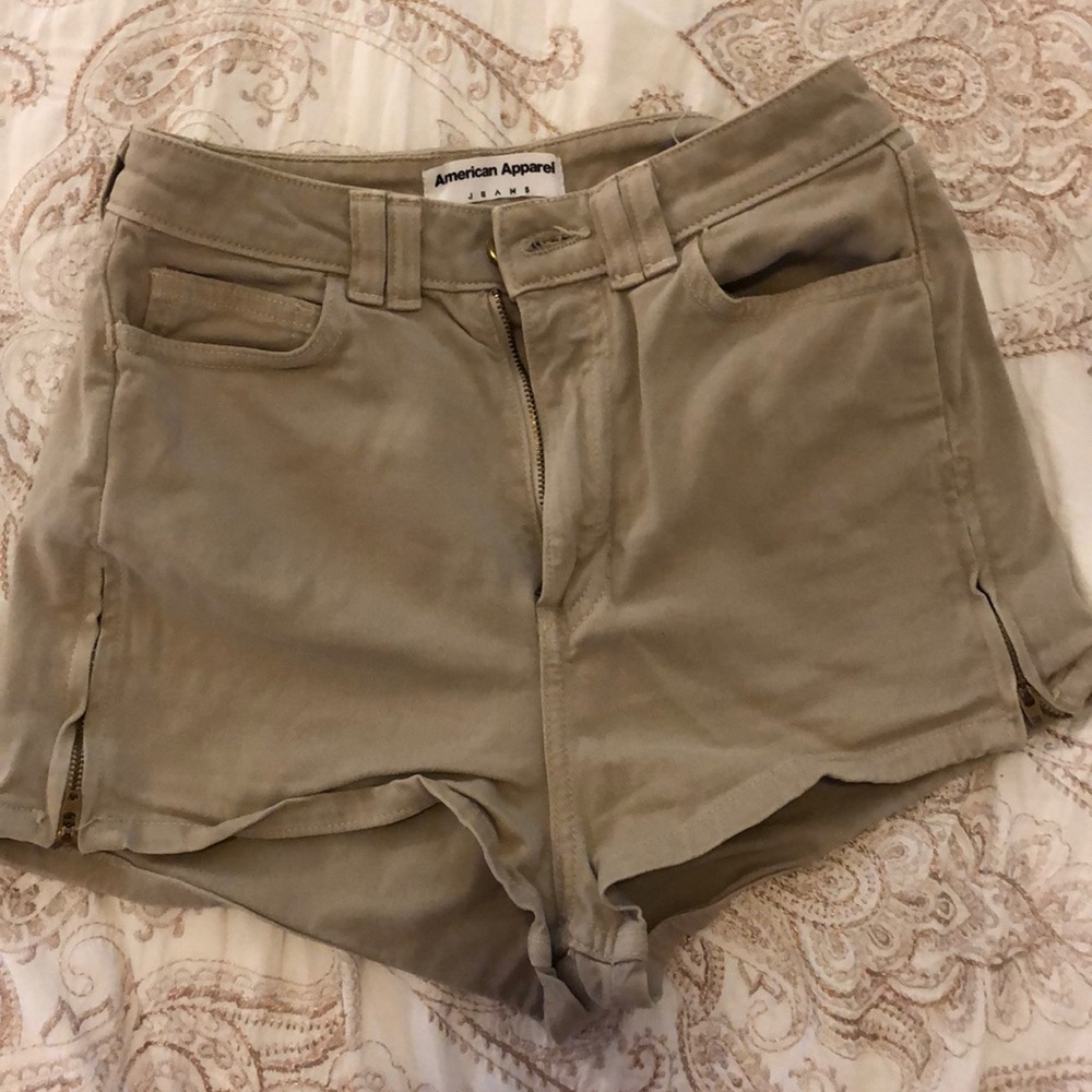 khaki coloured american apparel shorts sz 24/25